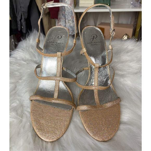 NWOT Adrianna Papell Dalton Pink Glitter Cage Strappy Open Toe Stiletto Heel Siz - Picture 4 of 9